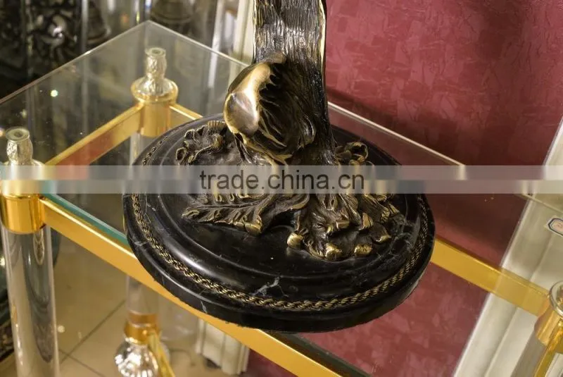 Vintage Bird Landing on Branch Decorated Table Clock, Antique Design Table Clock with Marble Base