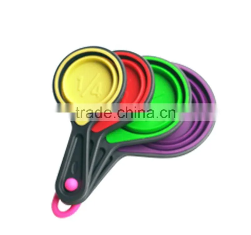Top selling folded collapsible silicone measuring cup,measuring tools