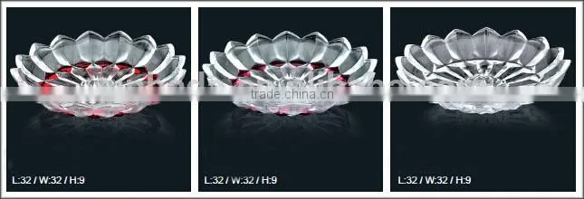 Home decoration and hotel use,louts shaped glass plate for fruit&candy&snacks,glass tableware