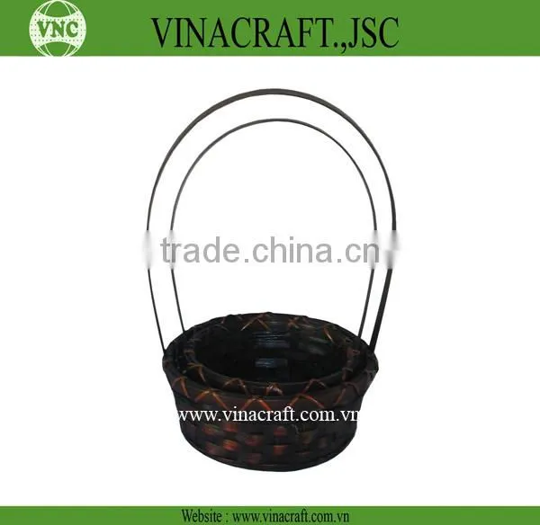 Black flower bamboo basket for wedding