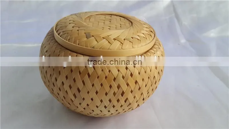 China Style rouond New Bamboo weave Casket with lid S