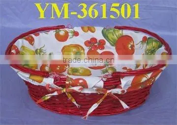 dark blue wicker shopping basket