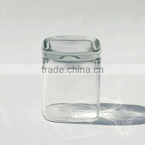High Quality Pressed Square Glass Candle Holder