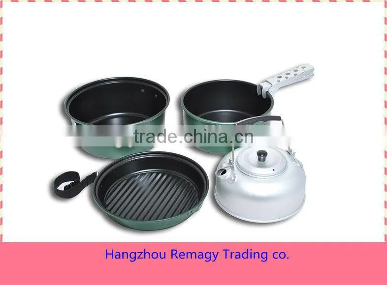 2-3 Person aluminium non stick camping cookset /camping non-stick cookware set