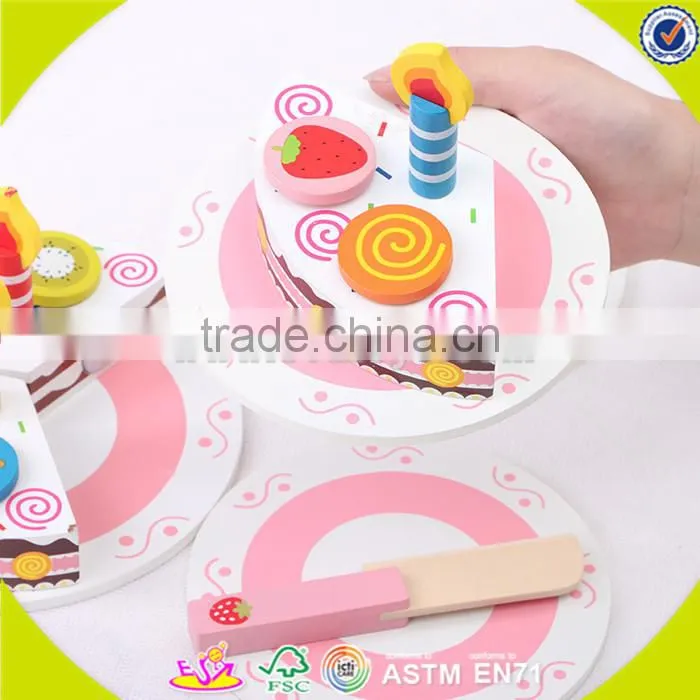 wholesale baby wooden cutting cake toy, creative kids wooden cutting birthday cake toy, funny wooden cutting cake toy W10B096