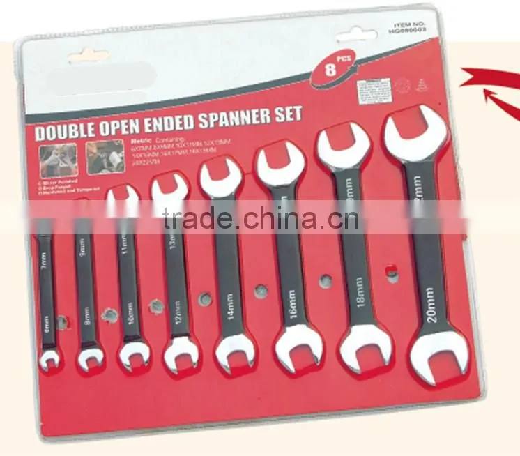 High quality hardened spanner set blister card package