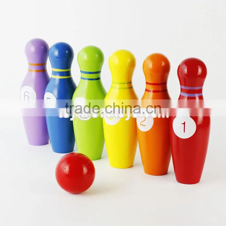 Wholesale mini wooden kids bowling playing set colorful children wooden bowling set toys W01A293