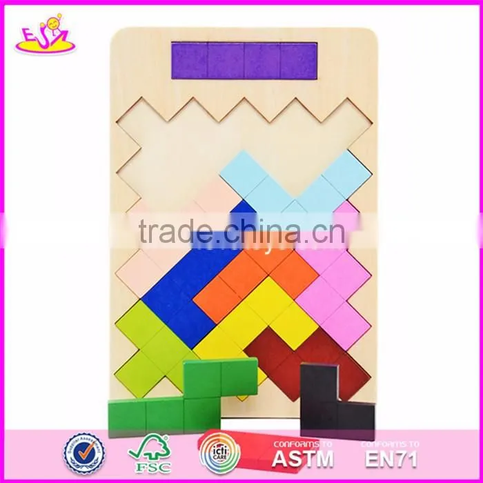 2017 Best design classic building toys wooden tetris game for kids education W14A169