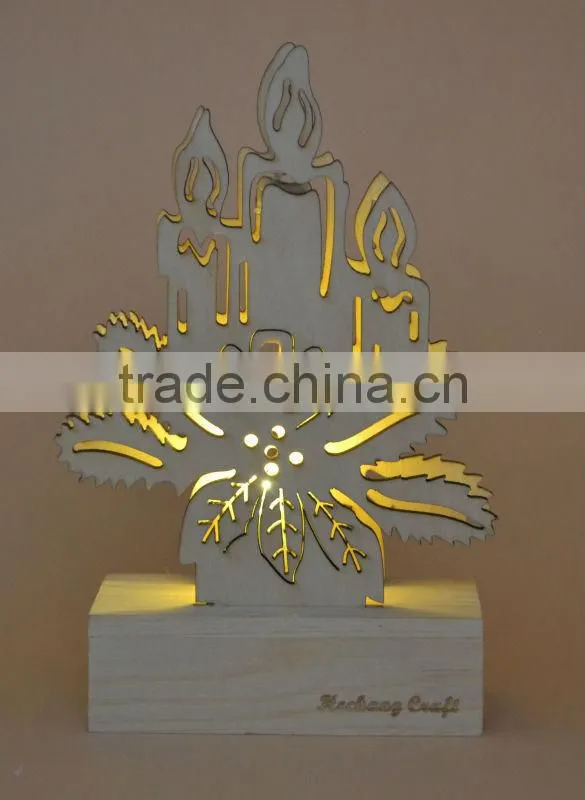 2015 newest top quality wooden Christmas decor gift with light