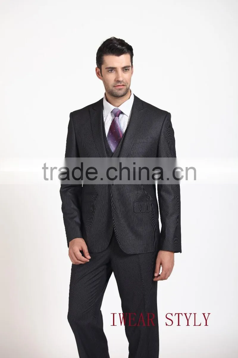2015 Stripe Fashion 3 Pieces slim fit Business suits for man