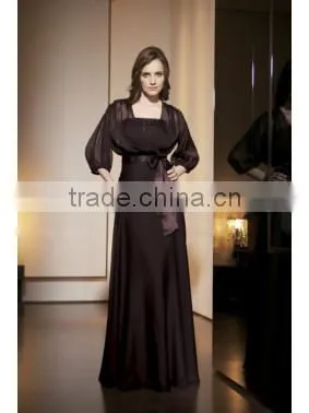 long sleeve A-line chiffon cocktail dress