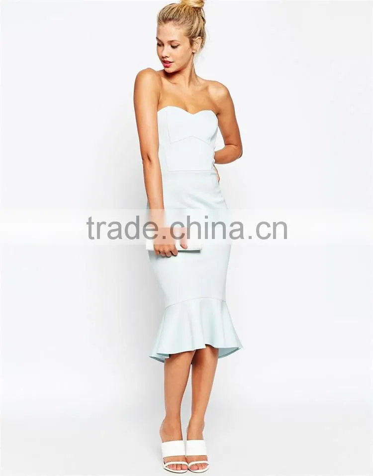 OEM womens evening party dress strapless formal party dress