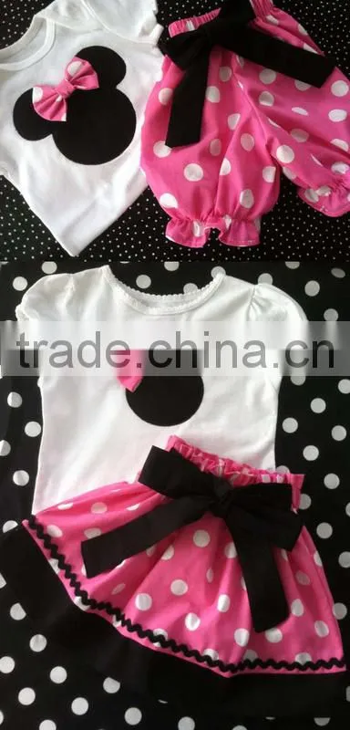 fashion minne mouse head carton baby girls boutique clothing sets baby gorgeous outfits