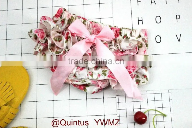 Ruffle shorts for baby girl pink flowers bloomer newborn baby clothes China supplier
