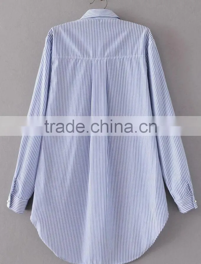 Runwaylover EY2369B 2017 Women Fashion Embroidery Stripe Blouse