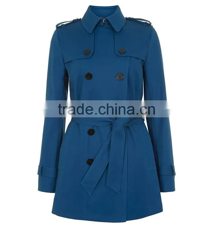 latest stylish double breasted blue women suit coat