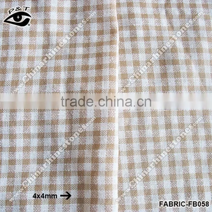 4x4MM Check Design Yellow Coffee Color Fabric Pure Cotton Fabric For Household