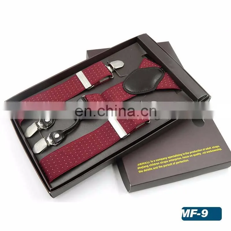 2017 new design Men's high-end brand 4 clips jacquard printing suspenders