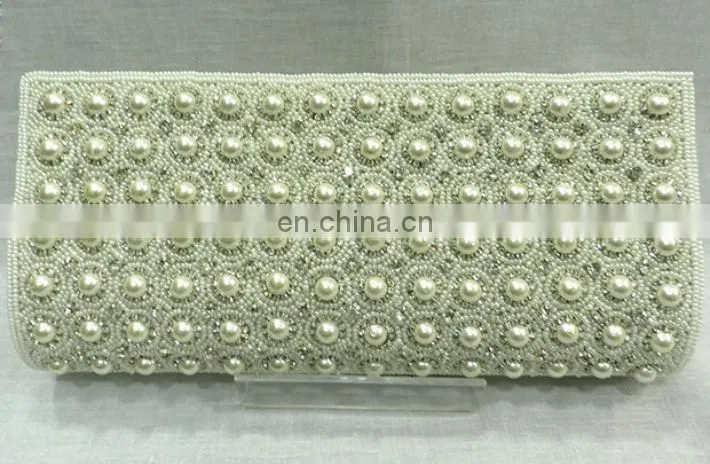Exotic Blue Crystal studded beaded Wedding Bridal Evening Prom Clutch Handbag