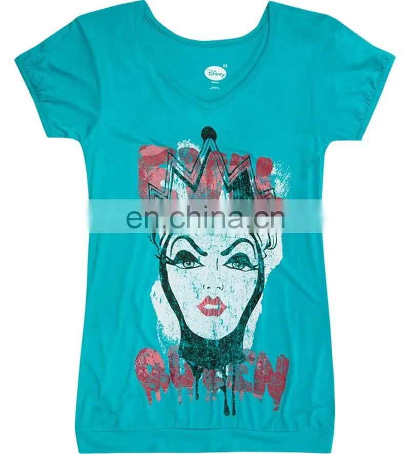 OEM Service Solid Peacock Blue Color India Manufacturer Design Short Sleeve Top Tees Women T-Shirt