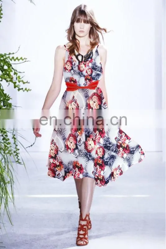 Classic digital printing silk satin fabric with flowers