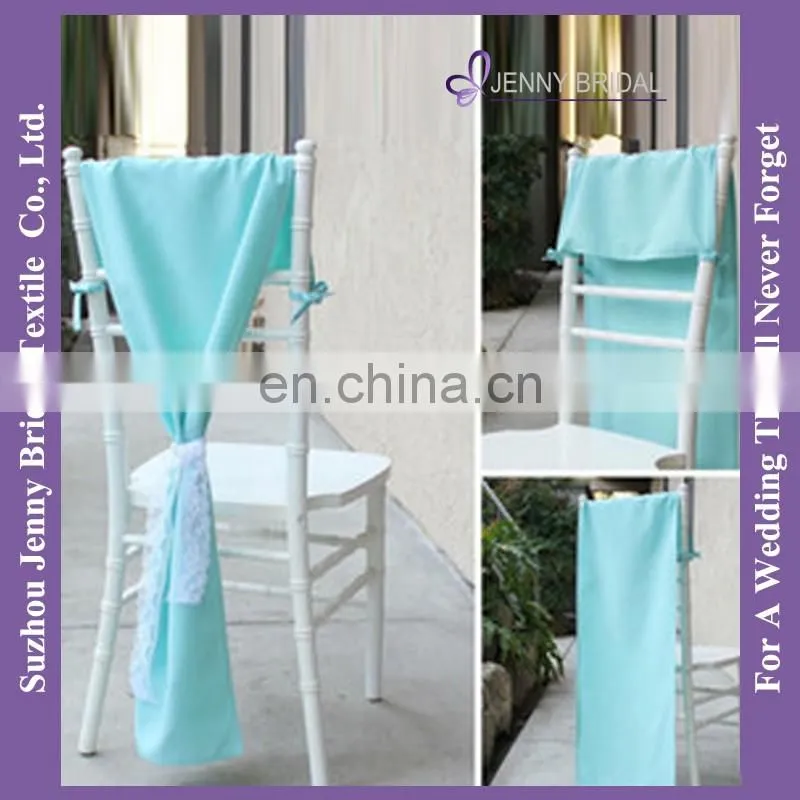 C393A wide lace satin ribbon tie back romantic turquoise satin chair sash