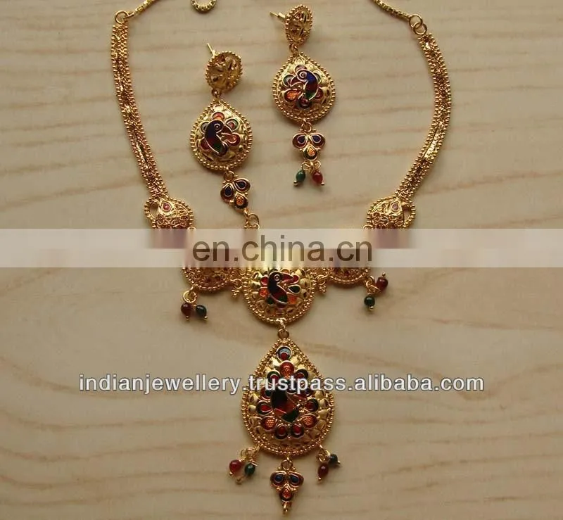 Goldplated necklace jewelry set manufacturer, gold-plated necklace fashion jewellery sets exporter