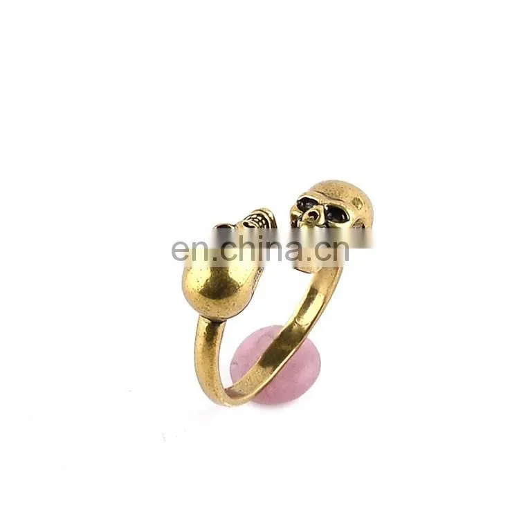 Fashion Jewelry Cheap Unisex Bronze Plated Men's Skull Ring For Gift