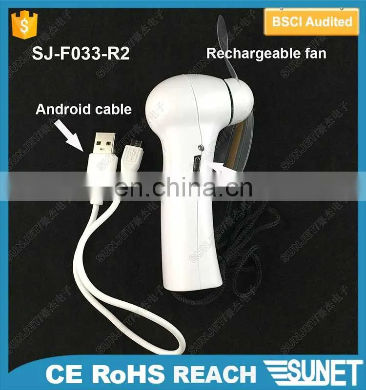 Hot sale promotion custom logo print and customized message rechargeable battery led fan