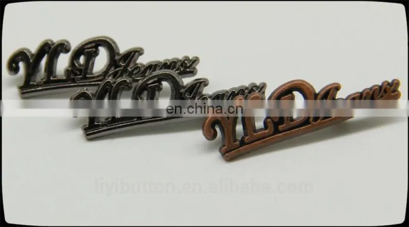 decoration painted color metal garment label, nice quality with OX-head logo zinc alloy garment label