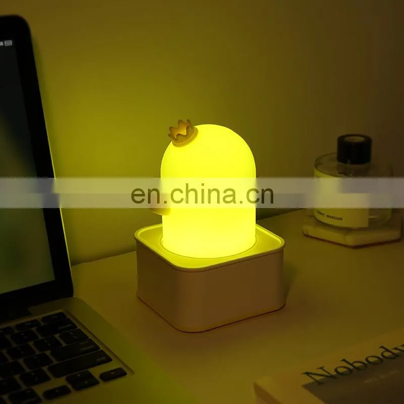 Creative led colorful silicone baby light cactus sensor pat night lamps for bedroom