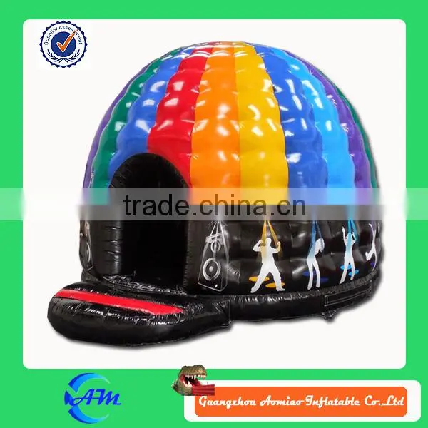 inflatable disco dome with LED light and MP3 player inside disco bouncy castle for sale