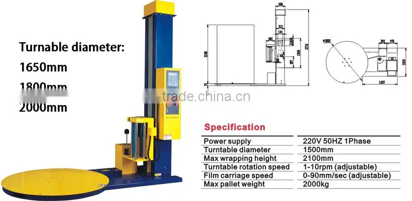 High quality turntable pallet stretch wrapper