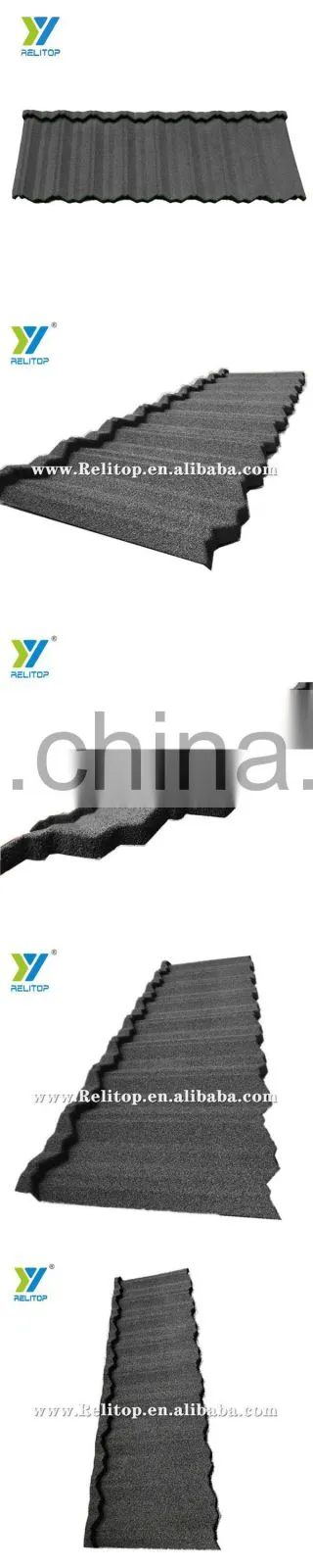 Dark Gray Nosen Design Stone Coated Steel Roof Tile 0.3mm 0.35mm 0.4mm 0.5mm Dark Grey Color Metal Roofing Sheet