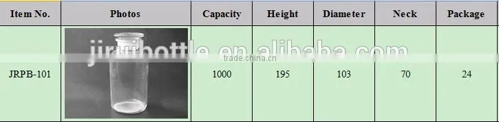 Reagent Bottle Glass Clear Wide Mouth 1000ml