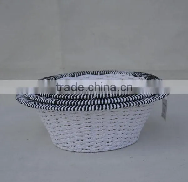 set of 3 bowl shape handmade paper rope woven basket