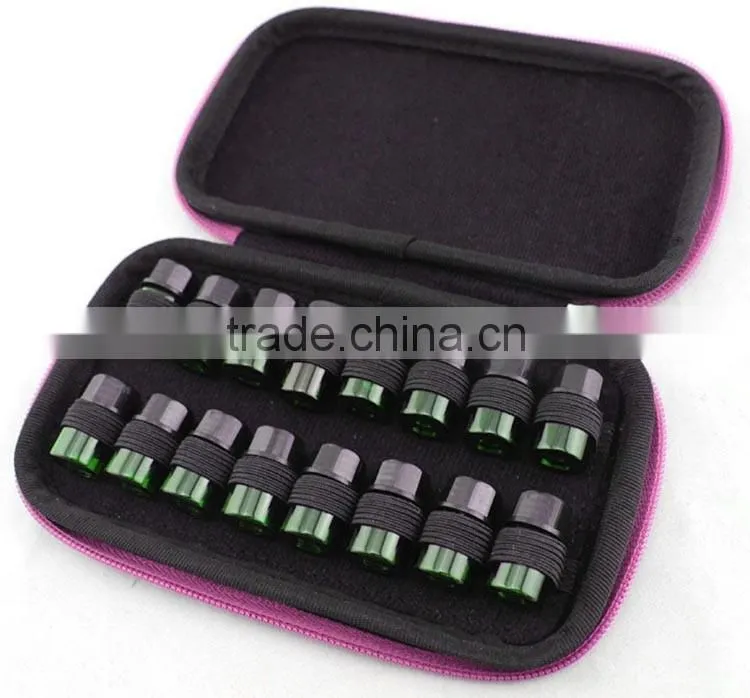 Custom Pink soft 16 bottles essential oil carrying case,high quality small essential oil travel carry case bag