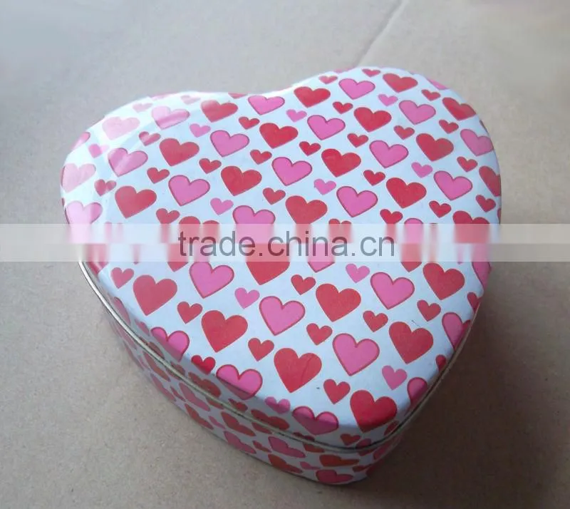 New design with high quality heart tin box for christmas gift