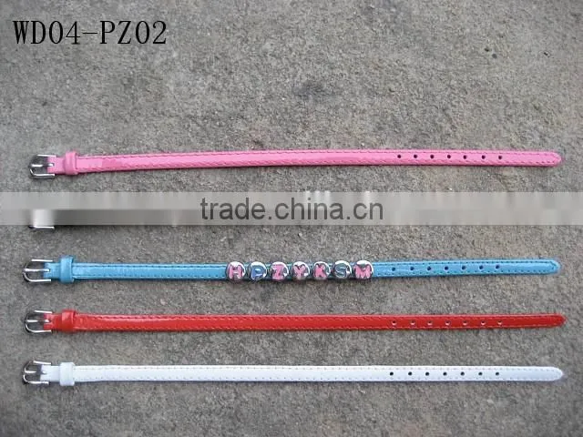 Wholesale PU Leather Wrist Bands can be Slided with Zinc Alloy Letters