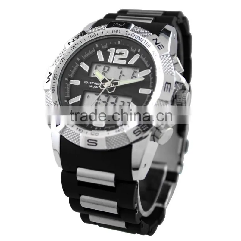 LP7325 Best quality 3atm water resistant dual watch with rubber watch strap