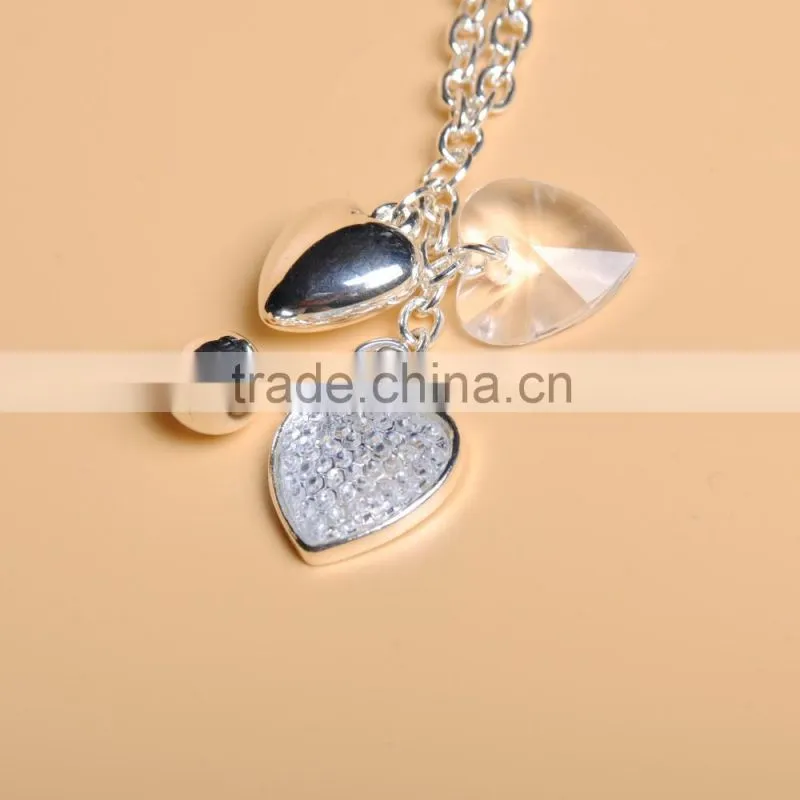 charming women heart shape pendant necklace wedding anniversary engagement gift party alloy plated chain neckline for dress