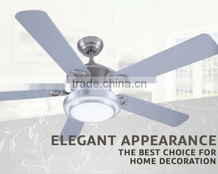 Brushed Nickel Retractable Ceiling Fan With Wood Blades