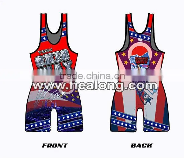 2014 Wholesale sublimated wrestling uniform