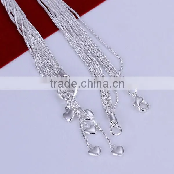 2014 mulit string sterling silver lariat necklace