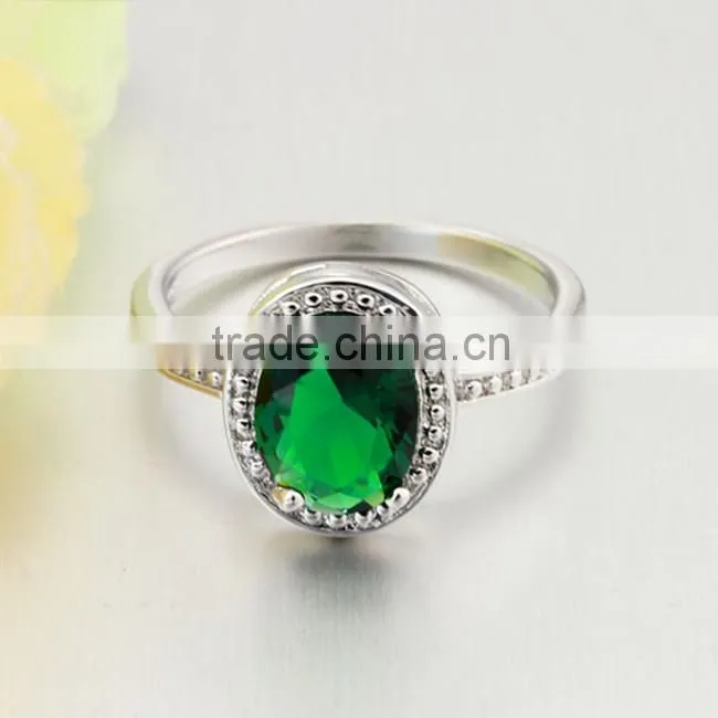 Latest Design Oval Green Cubic Zirconia Stone Inlay Copper Alloy Rings
