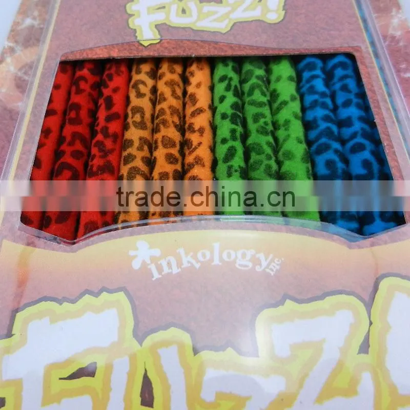 hot sale 12 pcs drawing fuzzy pencil with color eraser head