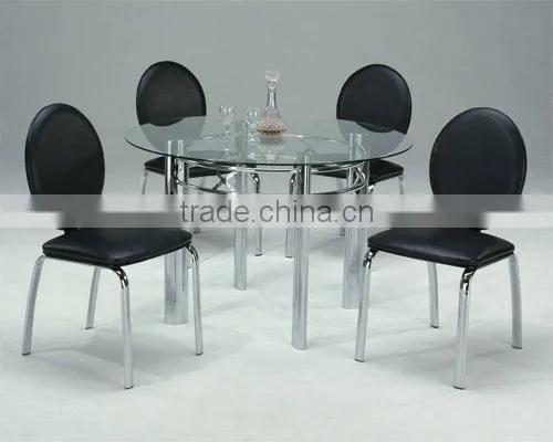 Modern Dining Set/ Black Dining Round Glass Table and Black Chair