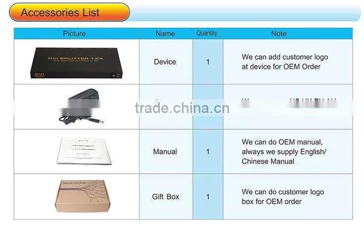 dual Link DVI-D DVI Splitter 1x4