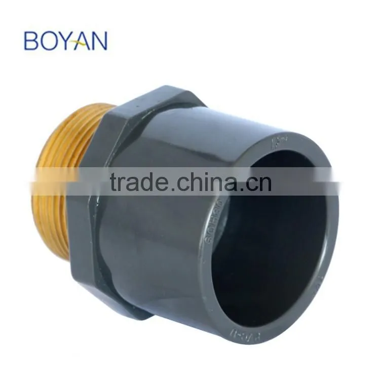 Made In China BOYAN PVC ASTM SCH80 Grey Pipe Fitting Thread Adapter Male Coupling Copper Fitting
