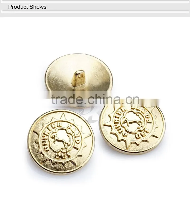 Gold Embossed Logo Custom Metal Sewing Button